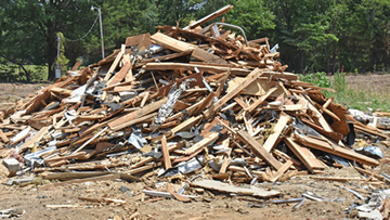 Pile of demolished debris