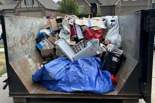 Junk Free 20-yard dumpster containing household cleanout items